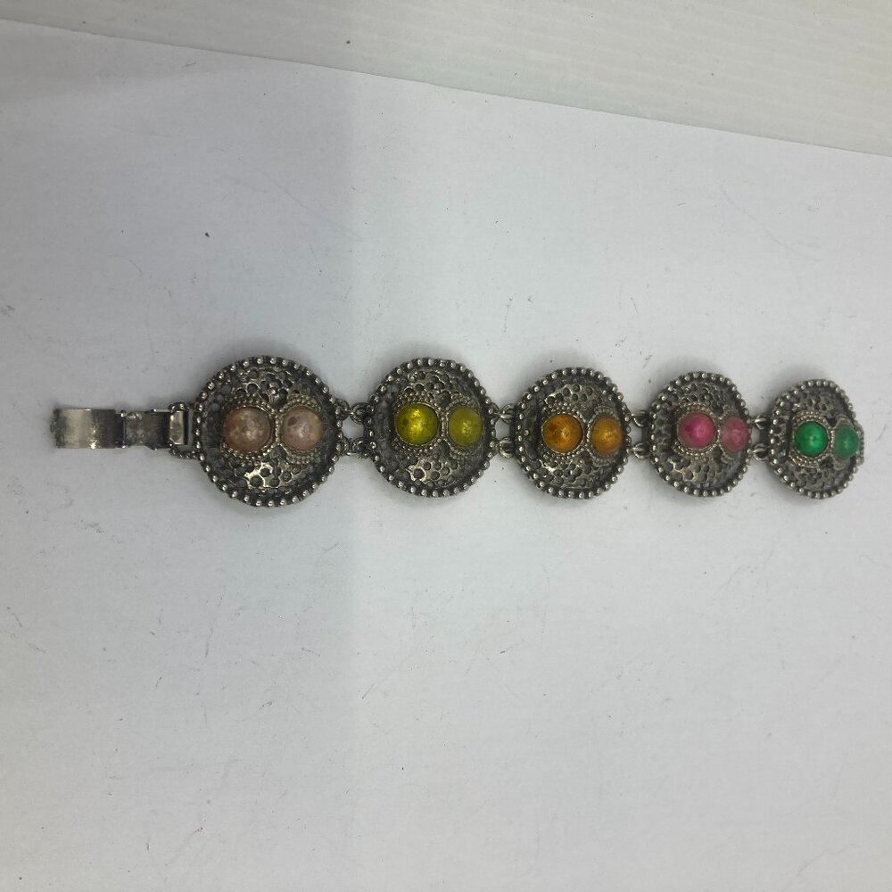 Vtg 1960s SELRO SELINI ? lucite cabochon bracelet